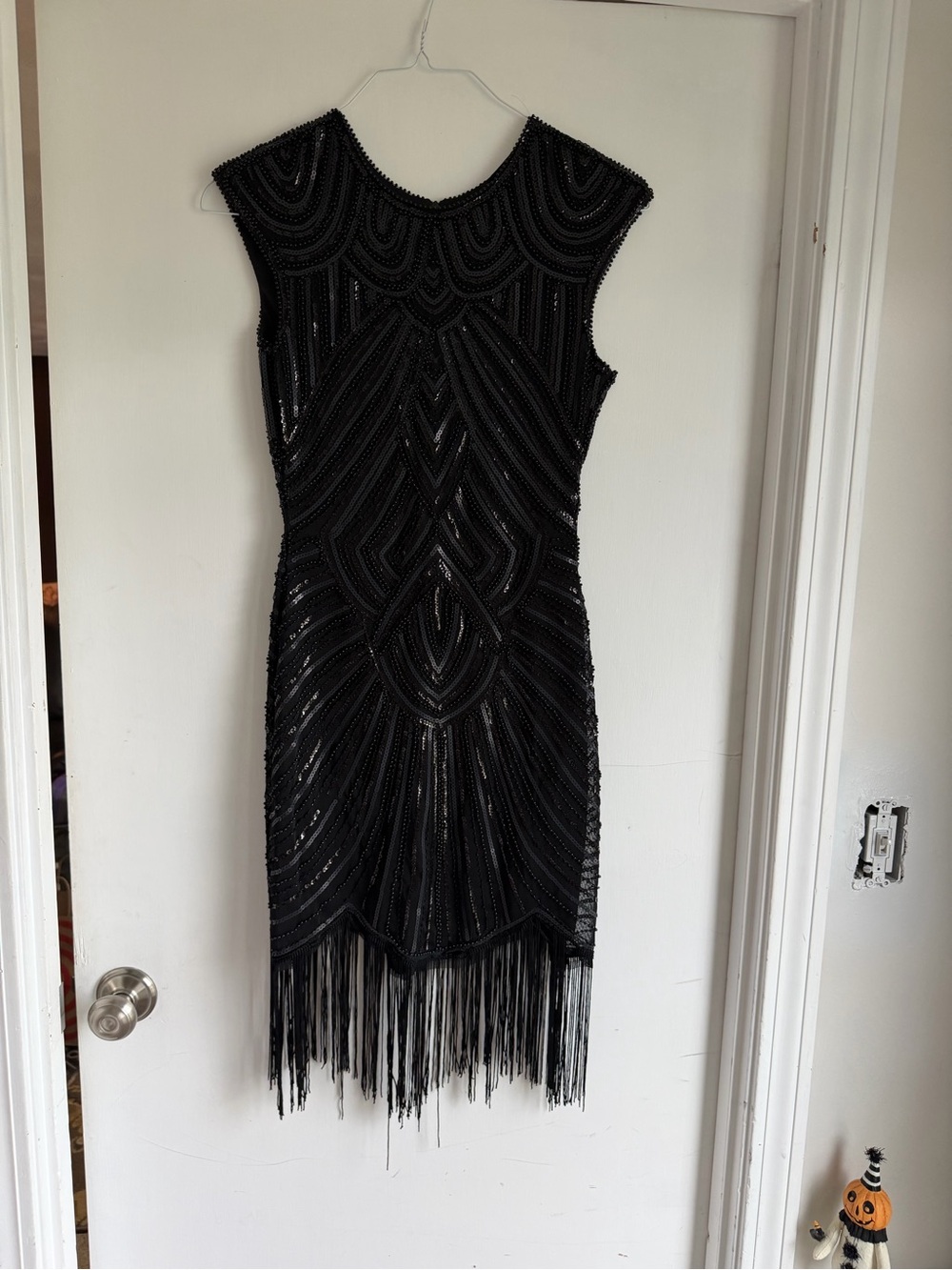 Beaded Black Fringe Mini Dress – Sleeveless Cocktail Dress